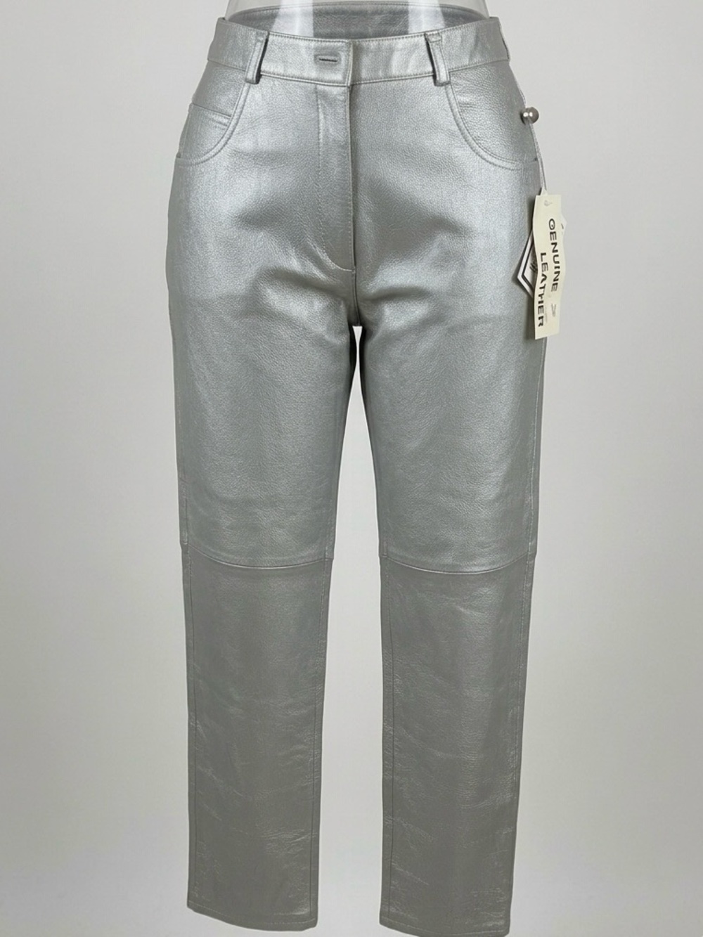 Metrostyle Vintage Y2K Silver Metallic Genuine Leather Pants 6P Petite